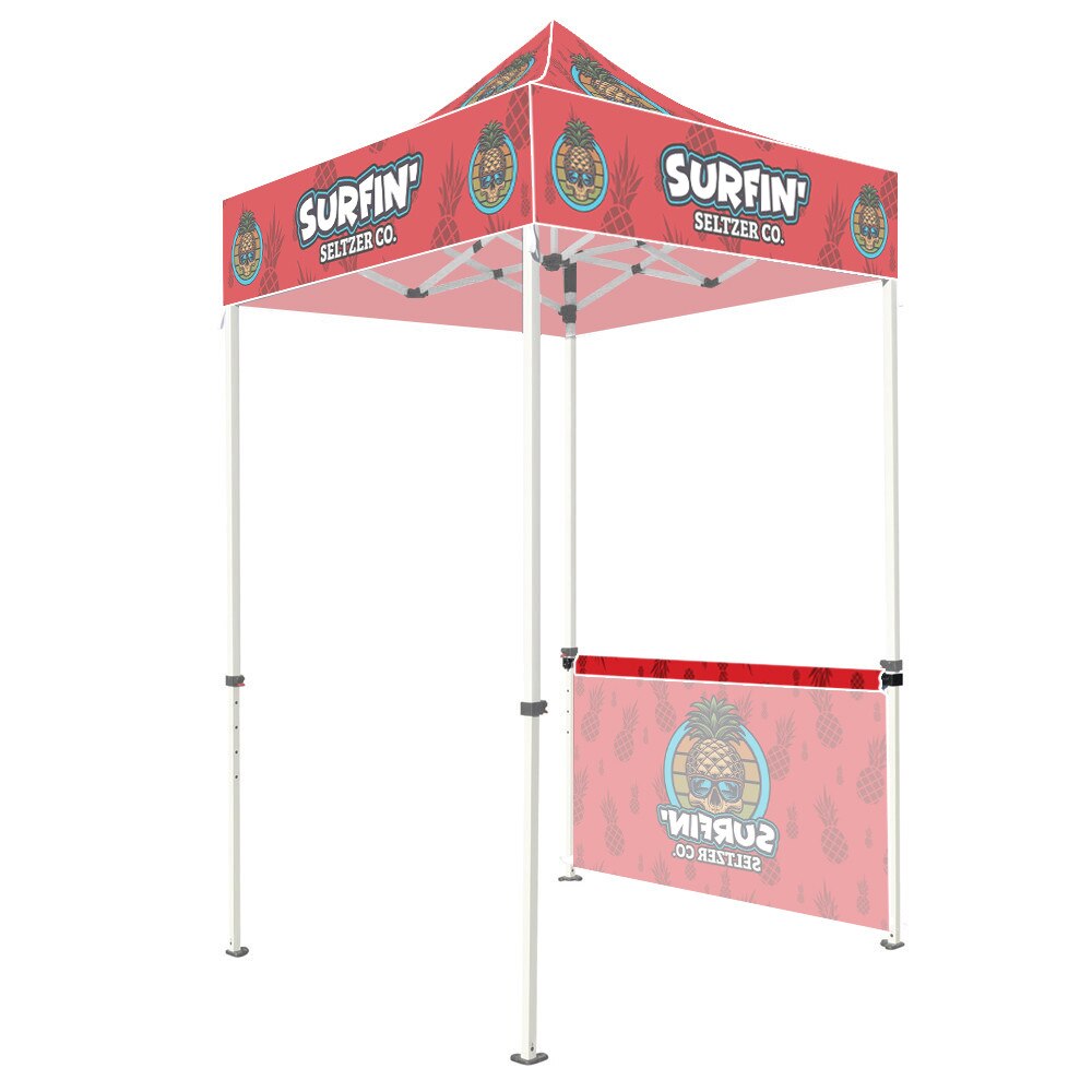 ONE CHOICE® 5 ft. Steel Canopy Tent Half wall — Single Sided Half Wall with Rail / White Trim Color